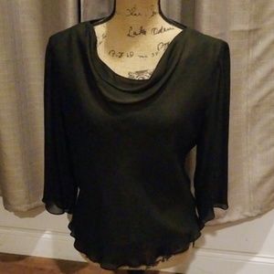 Blouse with sheer sleeves